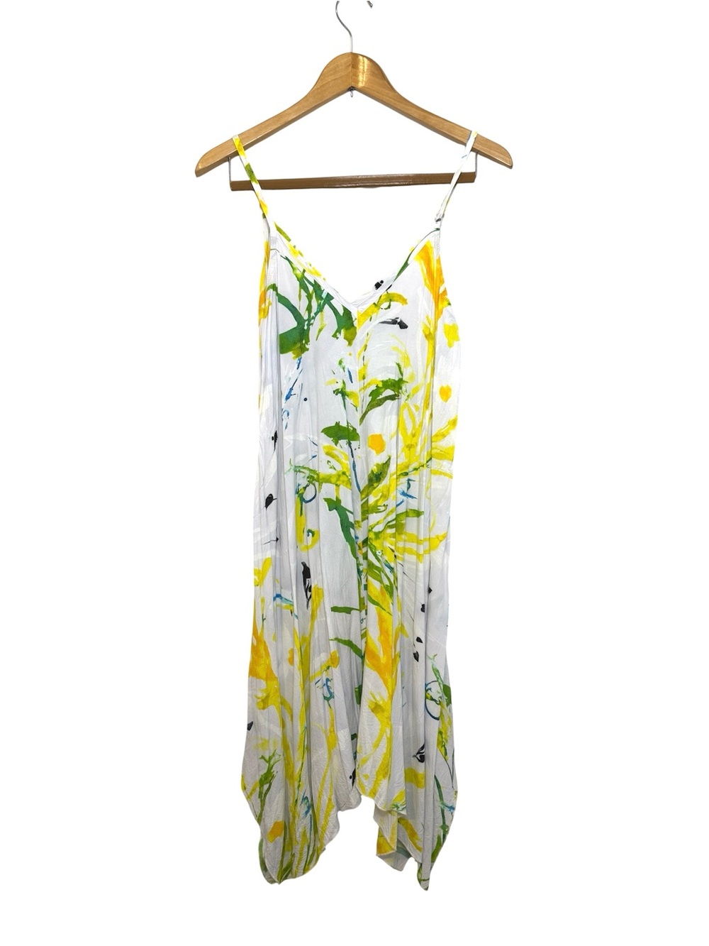 Jams World for Target Womens Bianca Handkerchief Dress Size M Green Yellow Beach